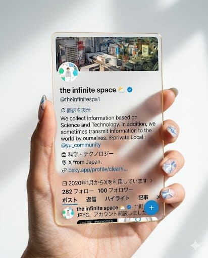 Hand holding transparent acrylic X profile card